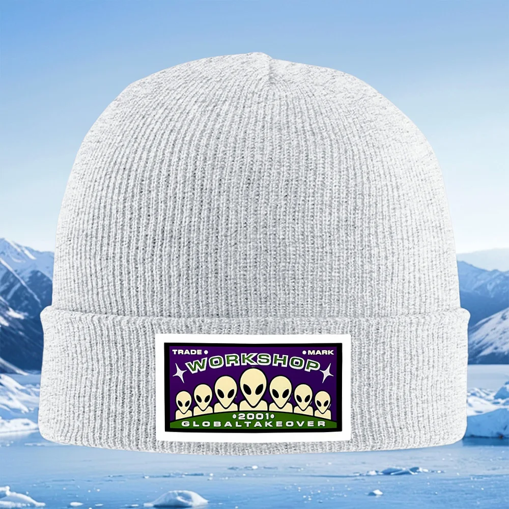 Aliens más altos púrpura verde adquisición logo hombres mujeres Unisex sombrero de punto gorro Jersey gorra invierno térmico cálido