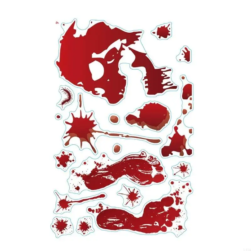 L43A Halloween Bloody Handprint Stickers Floor Clings Horror Window Decals Decoration