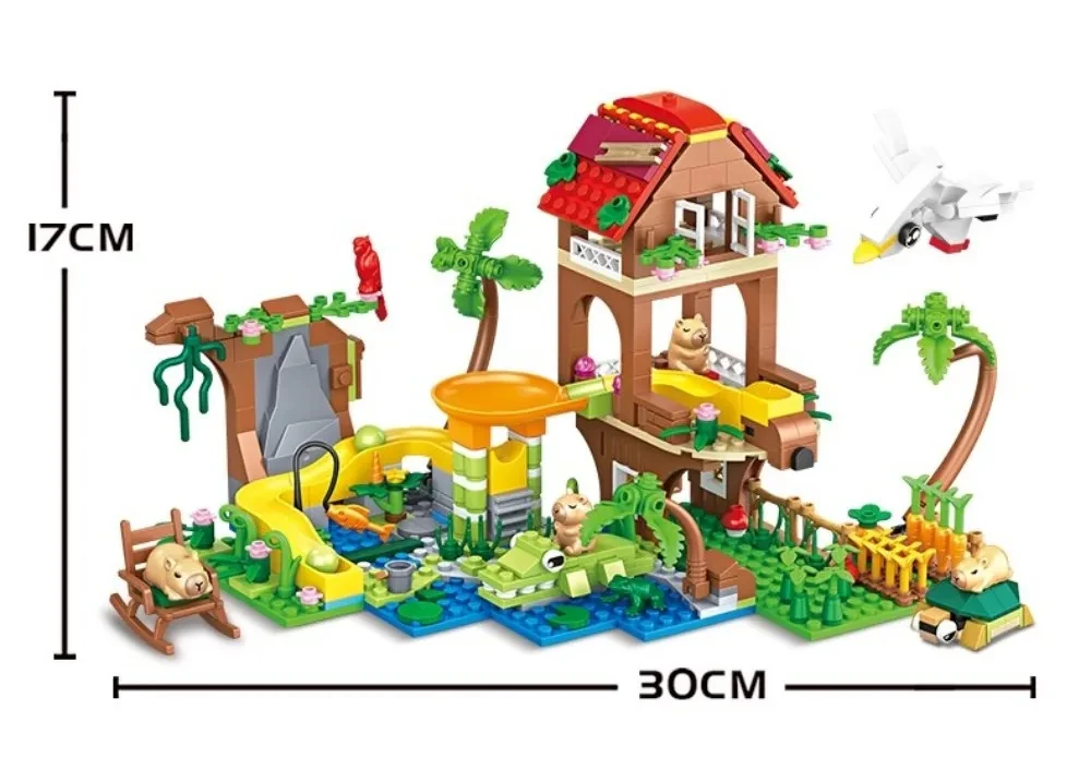 775PCS MOC Summer Pool Villa Building Blocks, City Apartment House with Slide & Minifigures, DIY Toy, Birthday Gift for Girls