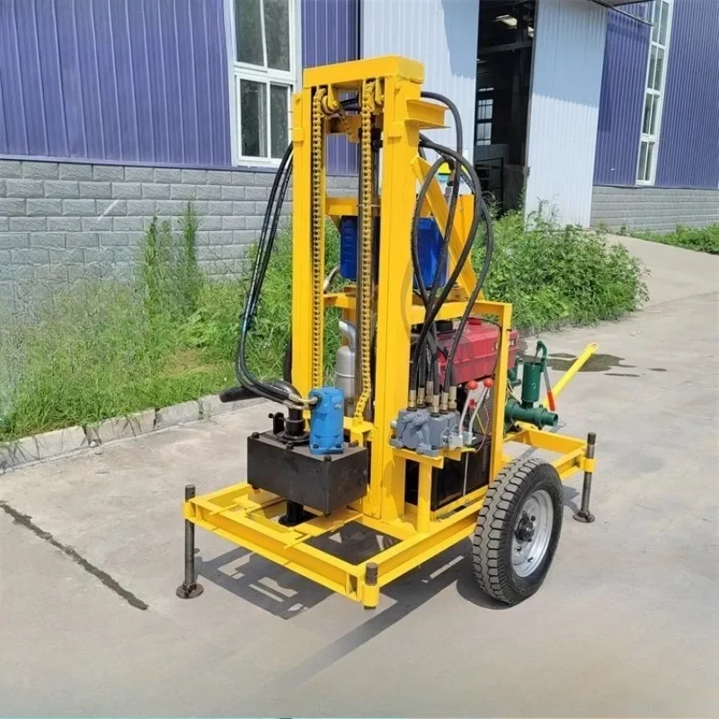 Portable Borehole Drilling Rig Small Water Well Machine Diesel Engine 120m Capacity