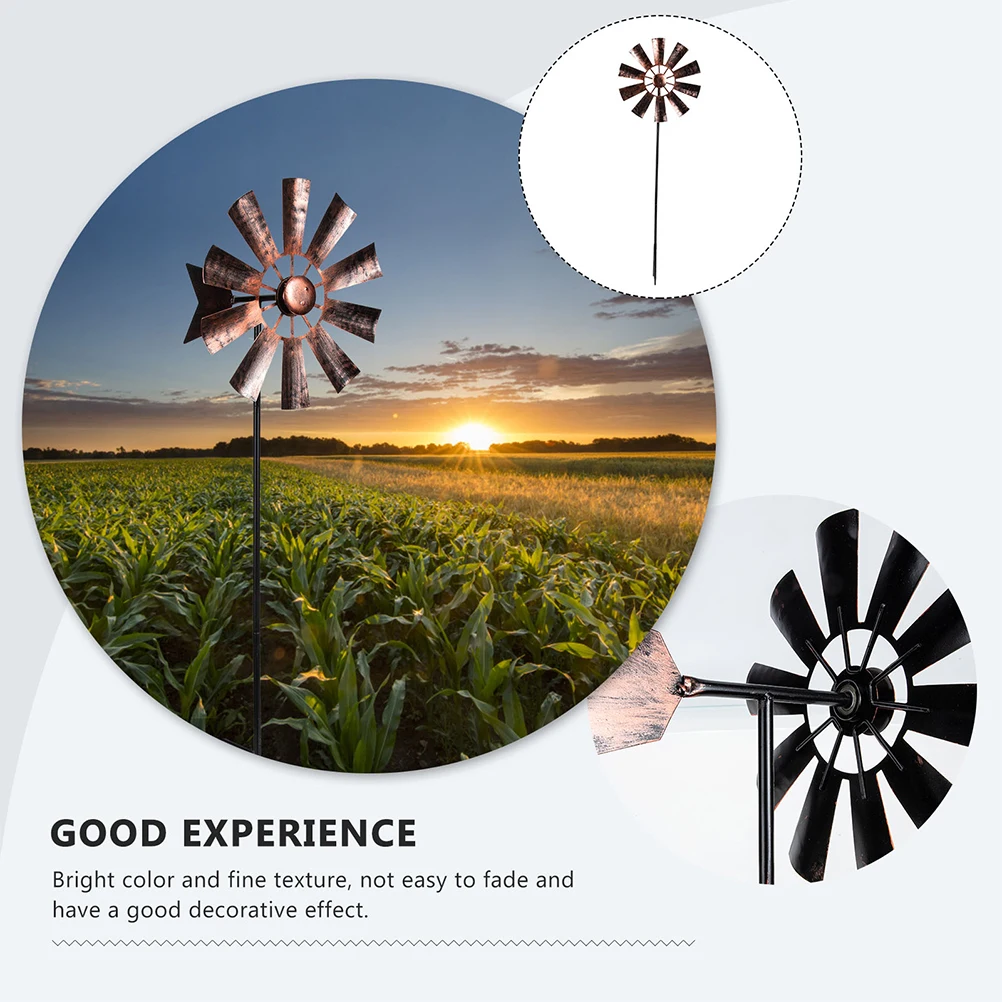 

2 Pcs Metal Windmill Ornaments Garden Gardening Decoration Ornamental Decorations Outdoor Spinners Iron Yard