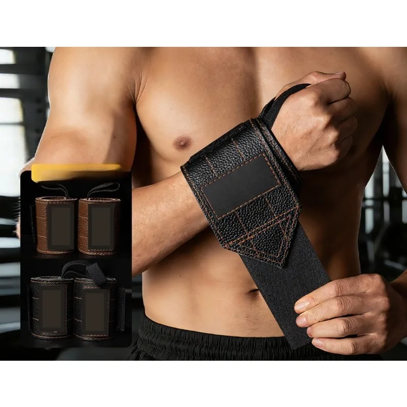 Leather Deadlift Wrist Straps Weightlifting Pull Up Bar Gym Grips Heavy Duty Powerlifting Bodybuilding Training Hand Support