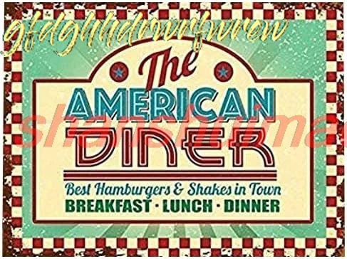 The American Diner. Roadside Cafe, 50's, 60's Dinner Sign Retro Metal Sign Wall Decor Retro Metal Sign 8X12 inch sign