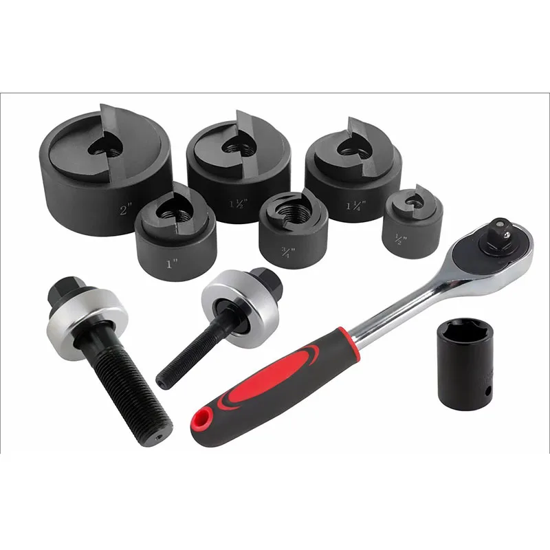 C60 Knockout Hole Punch Kit 1/2-2 Inch Conduit Hole Cutter Tool for Electrical Pipe Installation and Plumbing Construction Work