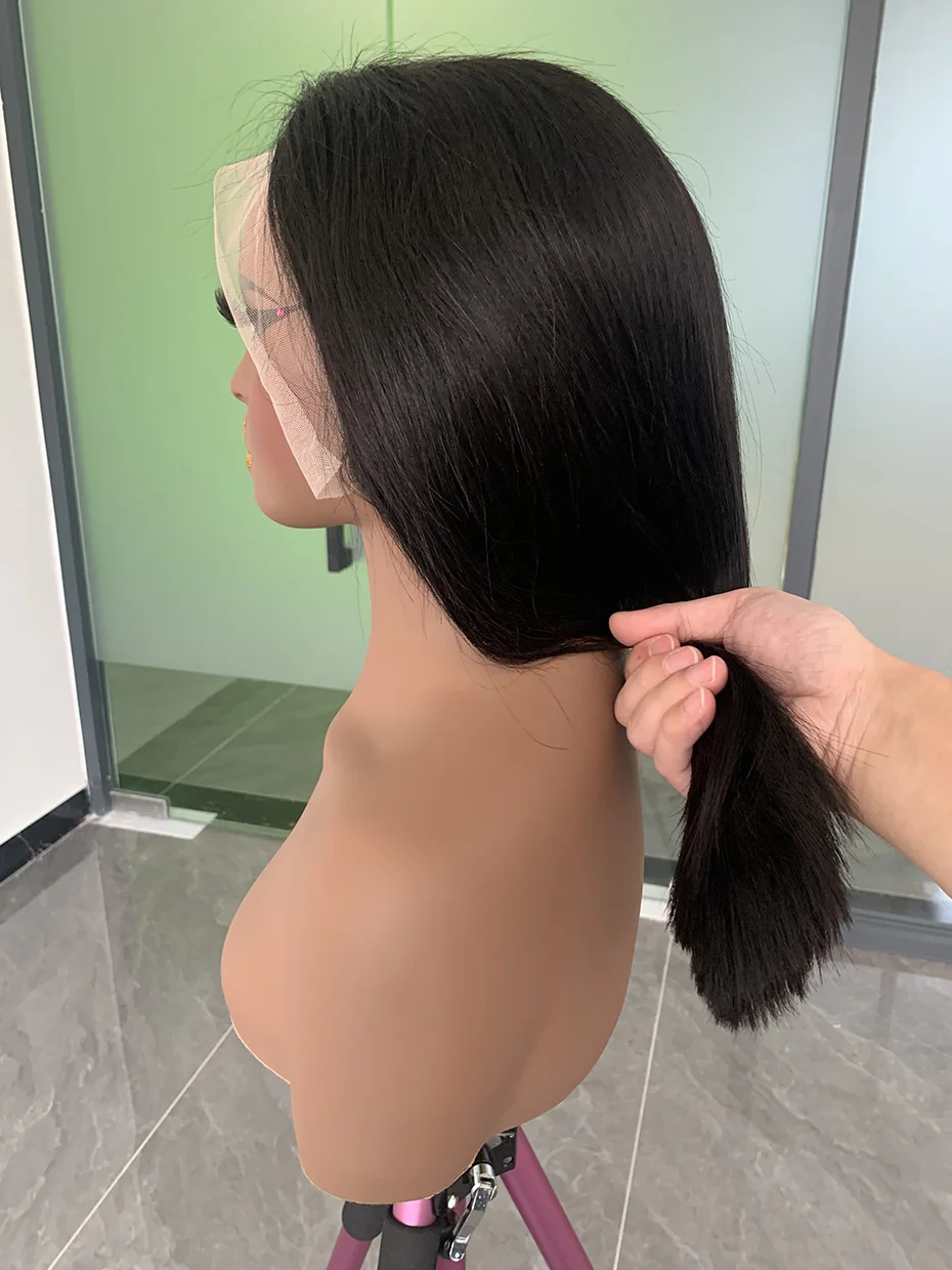 Peluca Frontal de encaje transparente vietnamita cruda virgen 250%, cabello humano 13x4 Bob, nudos blanqueados prearrancados, peluca de cabello humano para mujeres