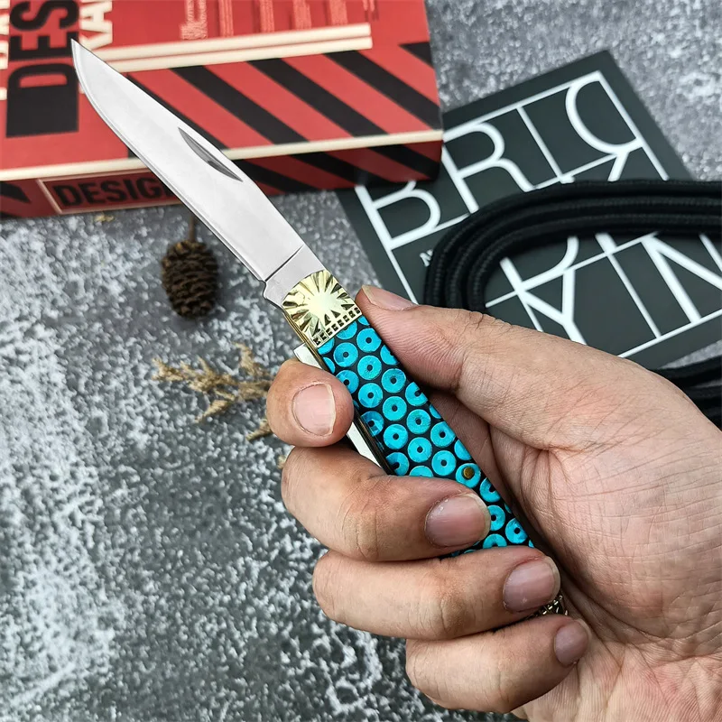 Brass + resin double open folding  Household grafting knife Flower wood pruning knife Tree bud