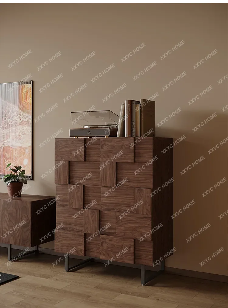 YYmedieval solid wood, walnut, chest floor storage audio-visual, living room integrated, combinationY