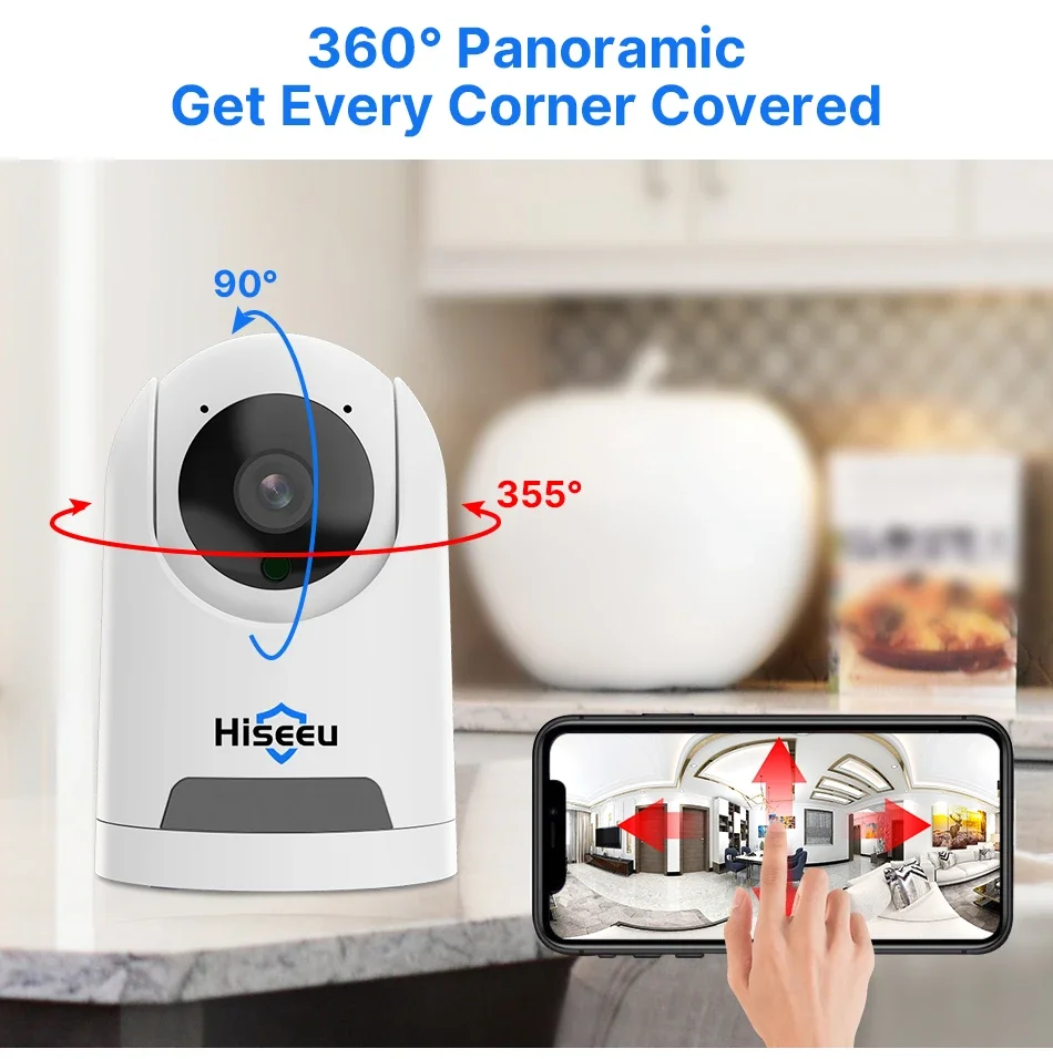 hiseeu camera de vigilancia sem fio smart home security monitor do bebe gravacao de video pet audio bidirecional ip ptz wi fi 2mp 01