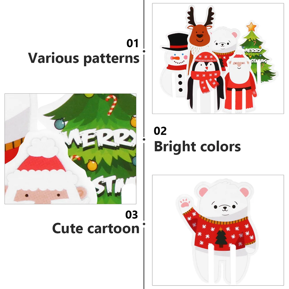 

24Pcs Christmas Sticker Decorations Assorted Xmas Party Supply Cards for Cup Decorations Wine Glass Markers Bag Sealing Cards