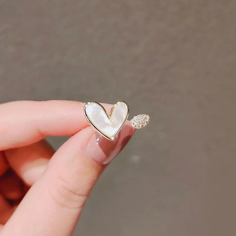 Geometric Heart Ring Adjustable Opener Plated Minimalist Stackable Index Finger Jewelry Light Luxury Gift for Her
