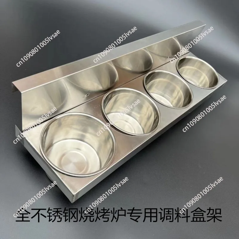 Commercial stainless steel barbecue grill mobile seasoning table basin rack rack hanging barbecue grill thickening special