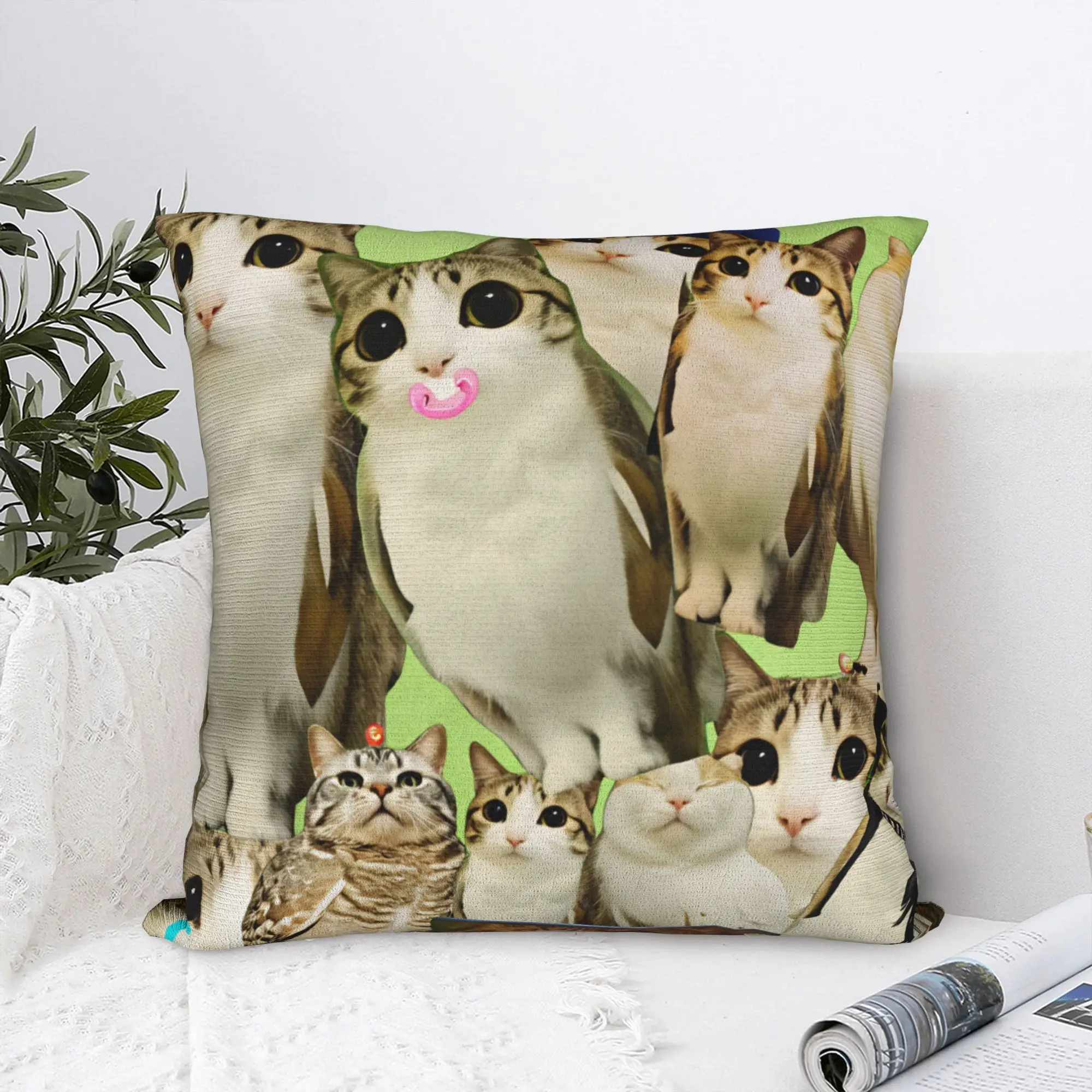 Chaos Meowl Cat Collage Pillow Case  Fashion Pillow Cover Graphic Pillowcases For Chair Sofa Home Decor