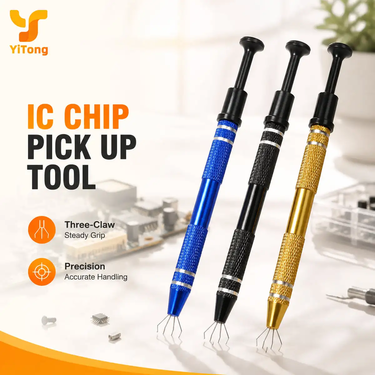 Yitong 1PC Four Claw IC Extractor Precision Pickup Tool Pen for BGA Chips Screws Small Parts Phone Repair DIY Nail Art