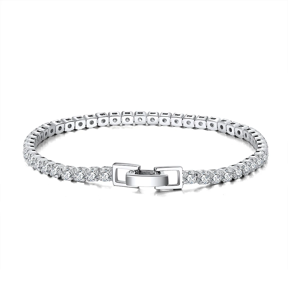 

RINNTIN SB92 Custom Women Men Accessories S925 Sterling Silver 3mm CZ Diamond Bracelet
