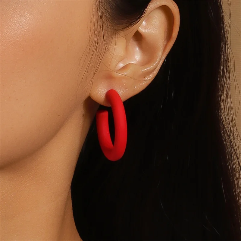 Aihua Koreanische Einfache Große Runde Hoop Ohrringe Für Frauen Bunte Geometrische Kunststoff Übertrieben Ohrring Trendy Ohrringe Schmuck – Detail 26