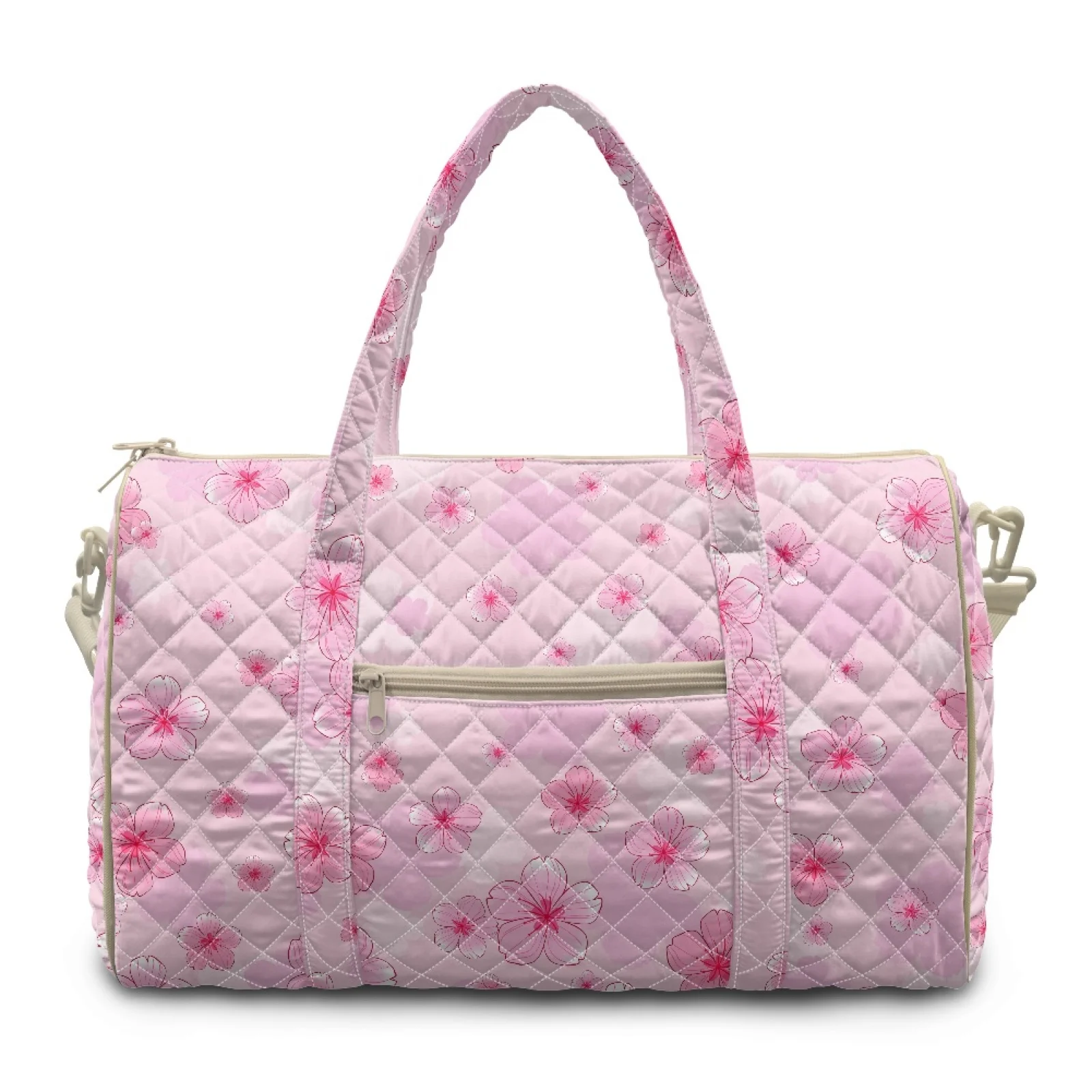 Coloranimal Sakura Print New Trend Travel Tote Polyester Lightweight Travel Duffel Bag for Women