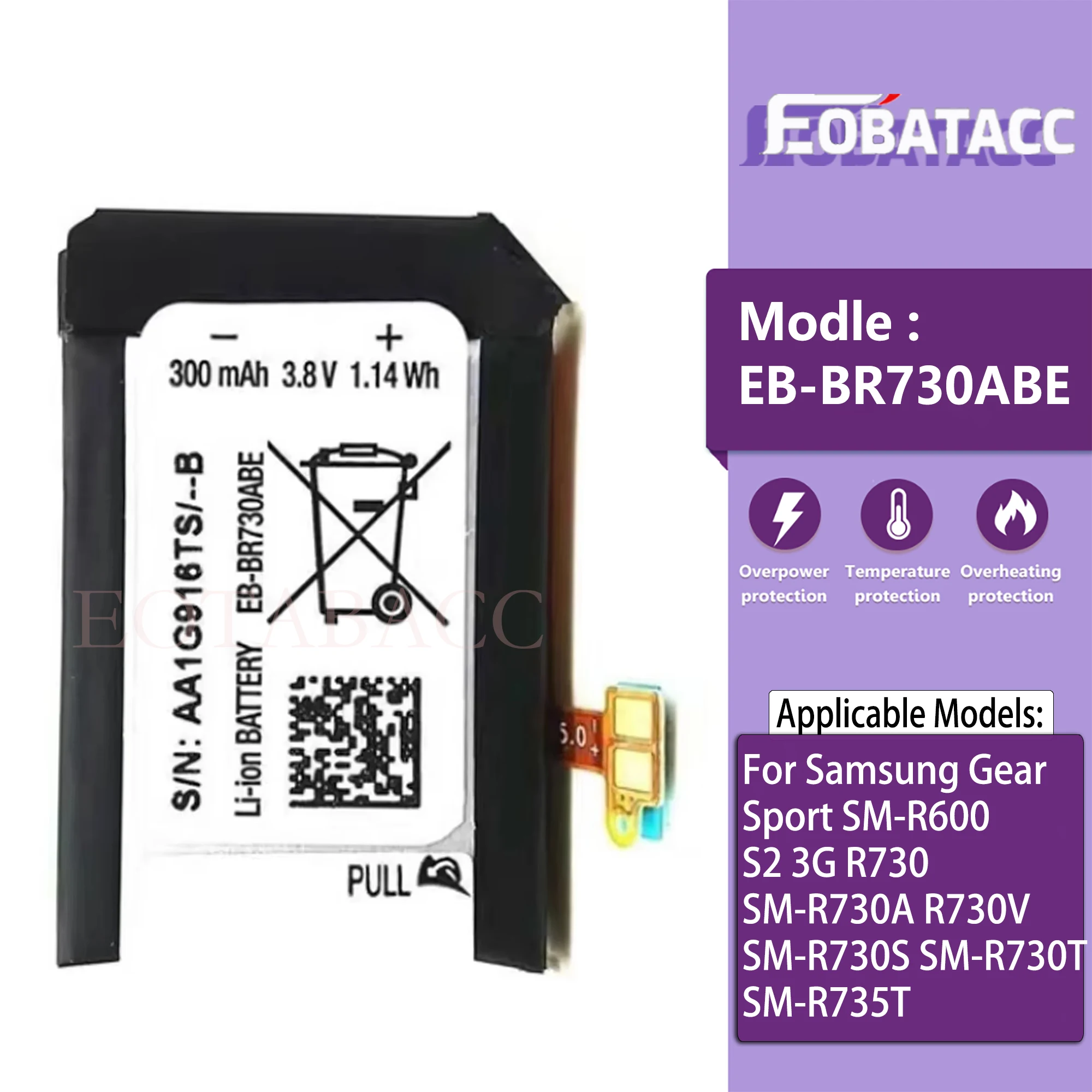 

high capacity Watch Battery EB-BR730ABE For Samsung Gear Sport SM-R600 S2 3G R730 SM-R730A R730V SM-R730S SM-R730T SM-R735T