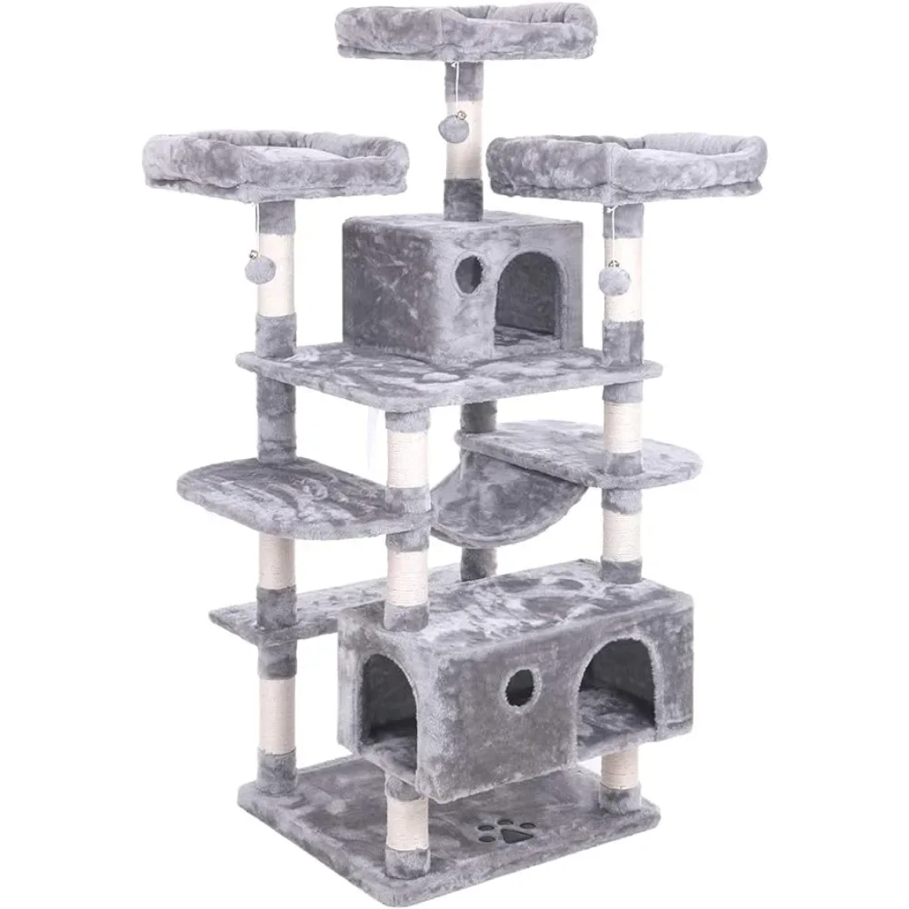 

Large Cat Tree Condo With Sisal Scratching Posts Perches Houses Hammock Things for Cats Products Scratcher With a House Scraper