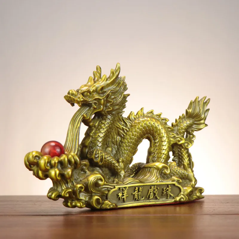 , , Divine Playing with Pearls, Copper Dragon Ornaments for Home and Shop, Auspici