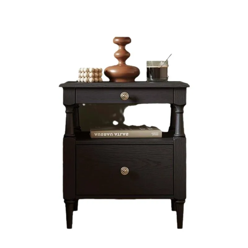 

Medieval bedside table Master bedroom all solid wood bedside storage cabinet