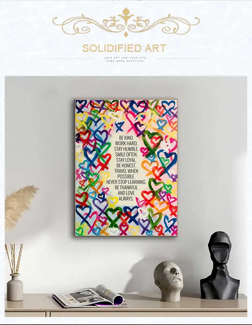 Modern Be Kind and Love Always Canvas Painting Colorful Posters and Prints Wall Art Pictures for Living Room Wall Decor Cuadros