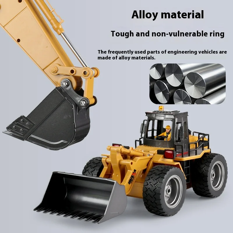 Huina 2.4G alloy electric remote control engineering vehicle excavator bulldozer flatbed children's toys