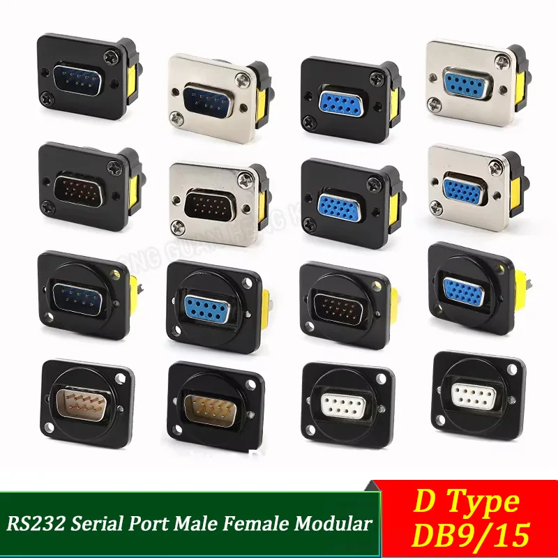 D-Sub DB9/15 RS232 Serial Port Male/Female Panel Mount Connector VGA Audio Socket 9/15 Pin Modular ADB9 AVGA