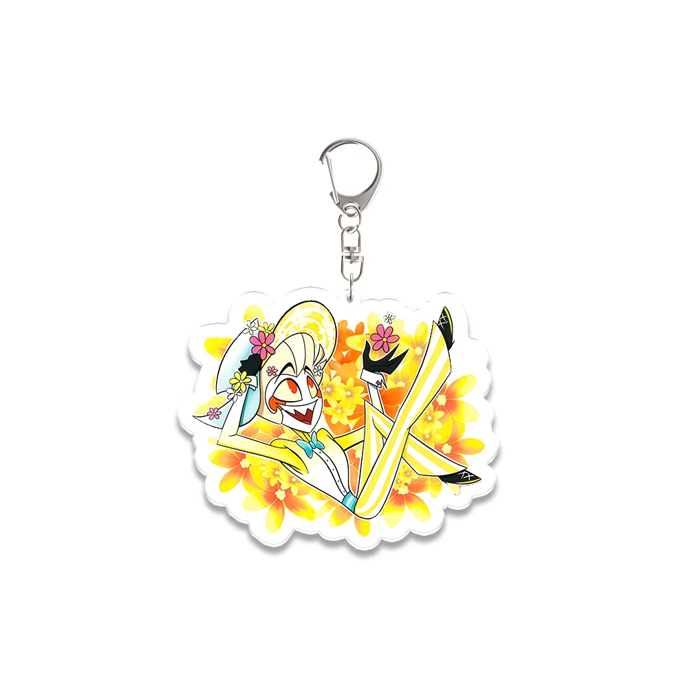 Per Hazbin Hotel Angel Dust Vox Alastor Vaggie Valentino Husk Portachiavi in acrilico Decorazione Accessori pendenti Regalo del festival