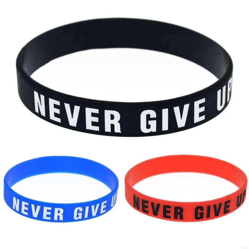 Pulseira silicone motivacional k3nf nunca desista da pulseira letras