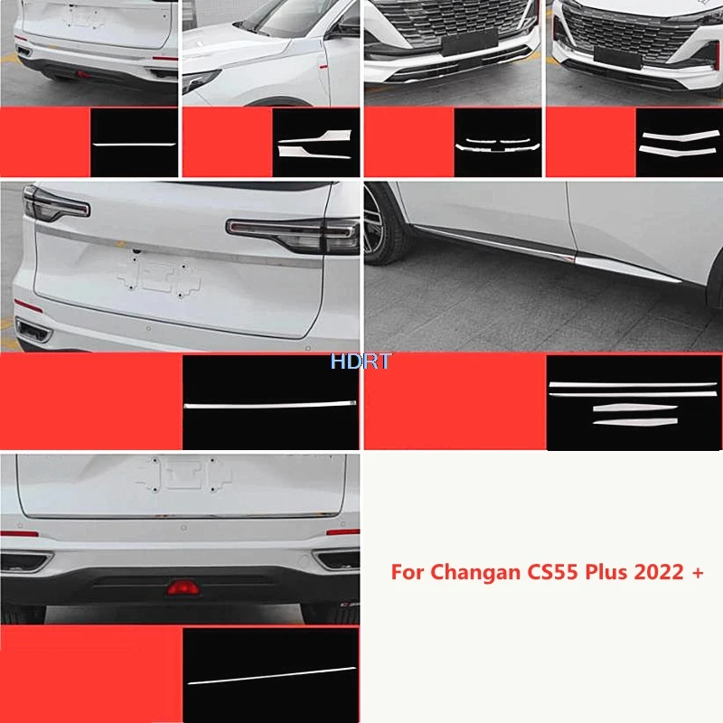 Car Styling Rear Bumper Tail Gate Light Eyebrow Trunk Front Racing Grille License Leaf Door Edge For Changan CS55 Plus 2022 +