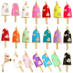 Enamel Icecream Charm Necklace Pendant,Pink White Red Purple Blue Summer Beach Holiday Bracelet Jewelry Components Supplies M95