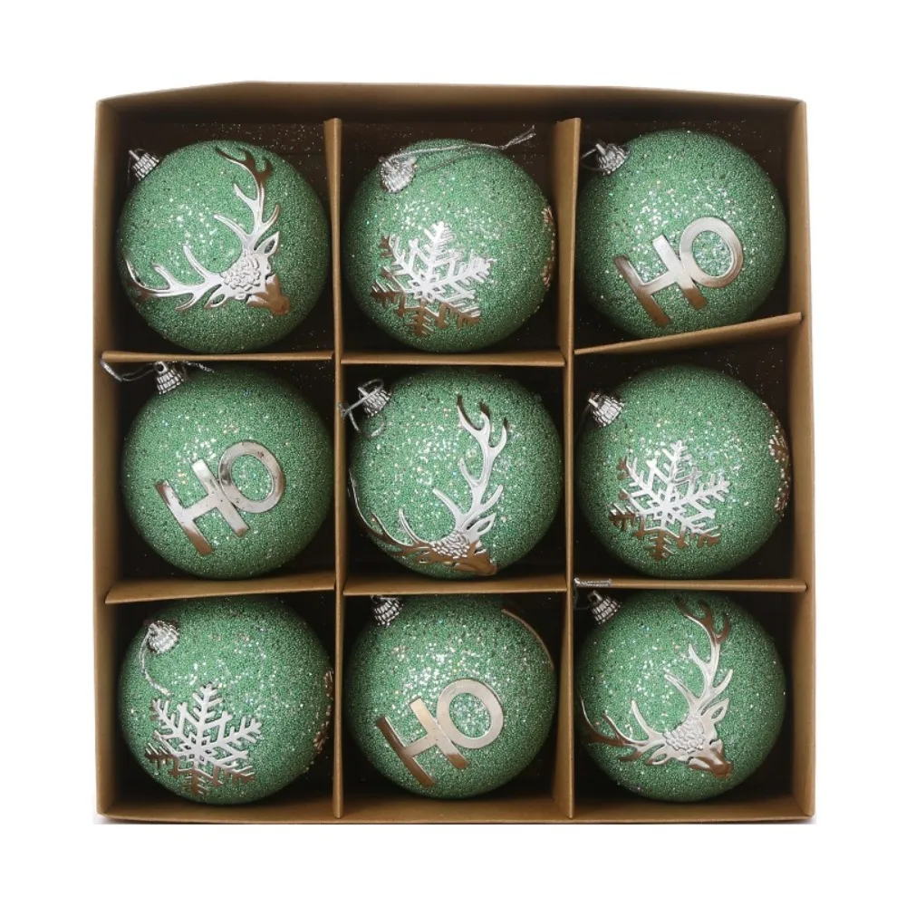 

9PCS 8cm Electroplated Balls Christmas Ball DIY Crafts Painted Christmas Gifts Boxes Plastic Hanging Ornament
