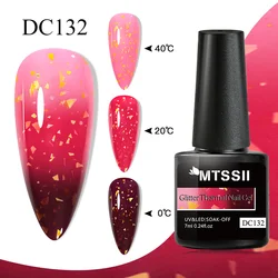 Mtssii 7ML Gold Glitter Thermal Gel Nail Polish Temperature Color Changing Gel Polish Semi Permanent Soak Off UV Gel Varnishes