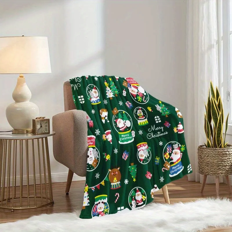 1pc Christmas Pattern Flannel Blanket, Lightweight And Soft Blanket, Gift Blanket for Family And Friends
