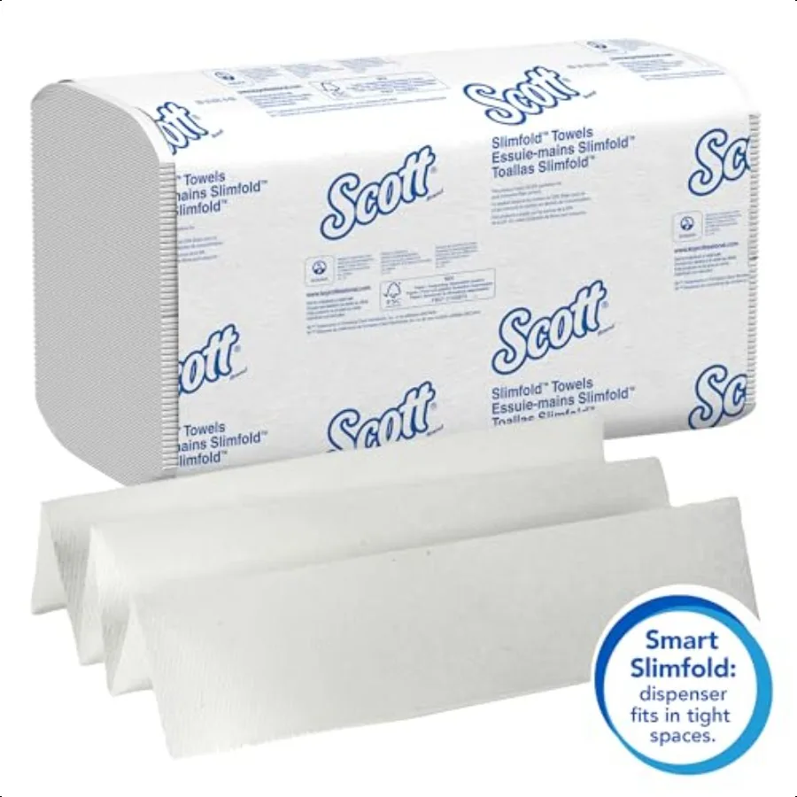 Scott Profional Pro Slimfold gefaltete Papierhandtücher Bulk 04442, saugfähige Taschen, weiß, für kompatible KimberlyClark Profional Dis