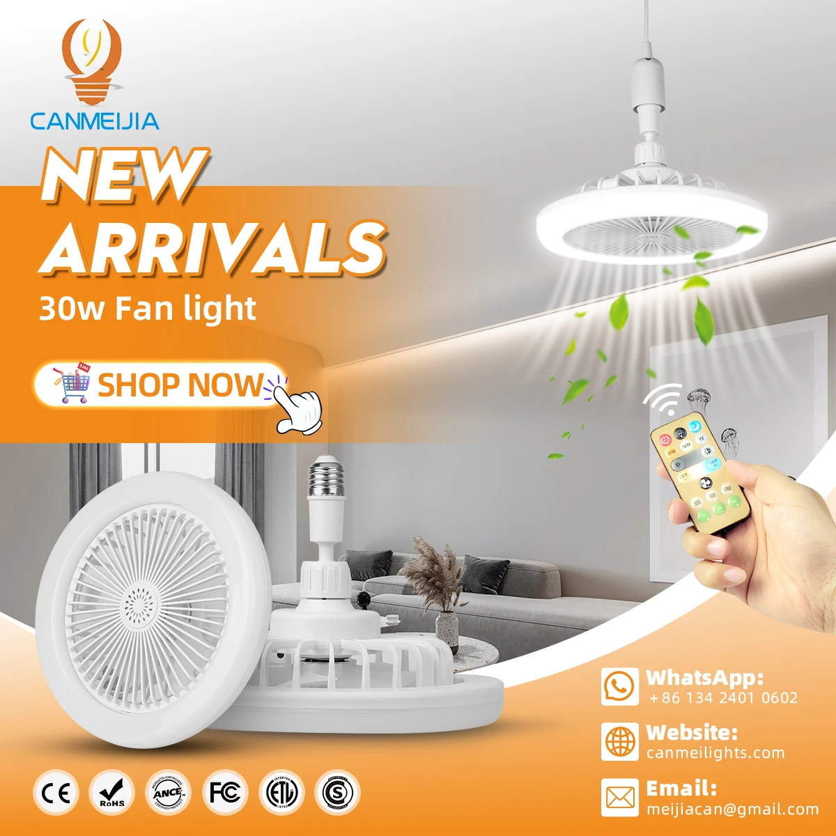 Summer Fan Light LED E27 Bulb Remote Control Lighting Source For Bedroom Living Room Home Silent Fan Lamps Ceiling Chandlier