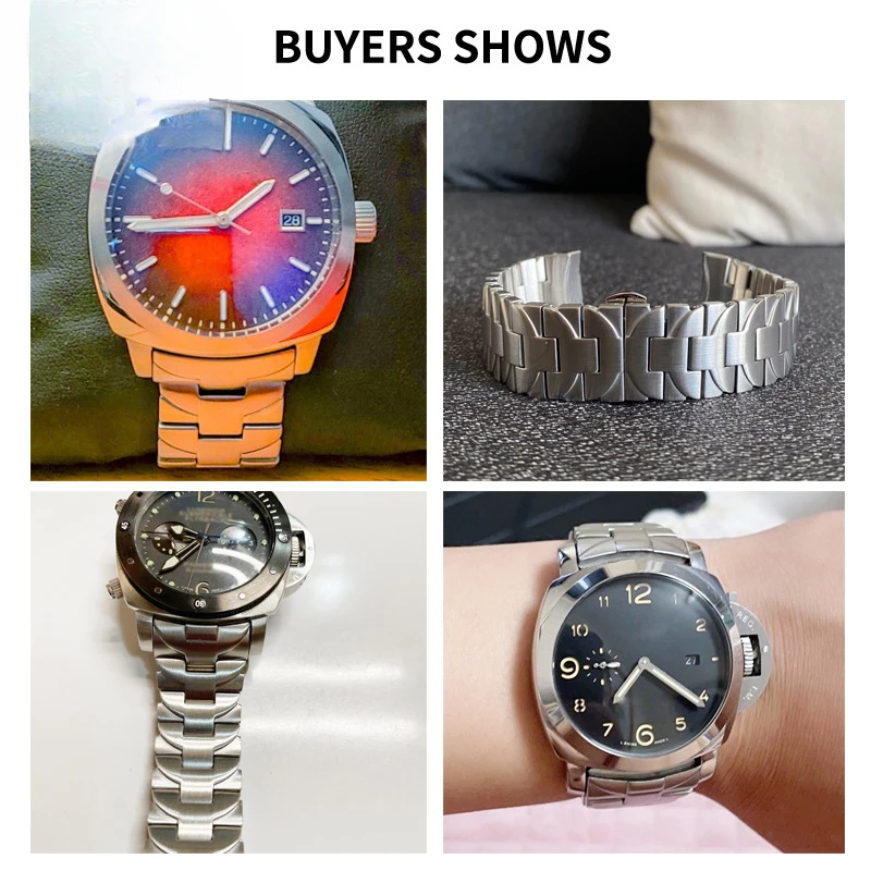 316L الصلبة الفولاذ المقاوم للصدأ حزام الساعات لبانيراي pam441 111 382 pam1314 حزام الرجال سوار فولاذي فراشة مشبك سوار 24mm22mm