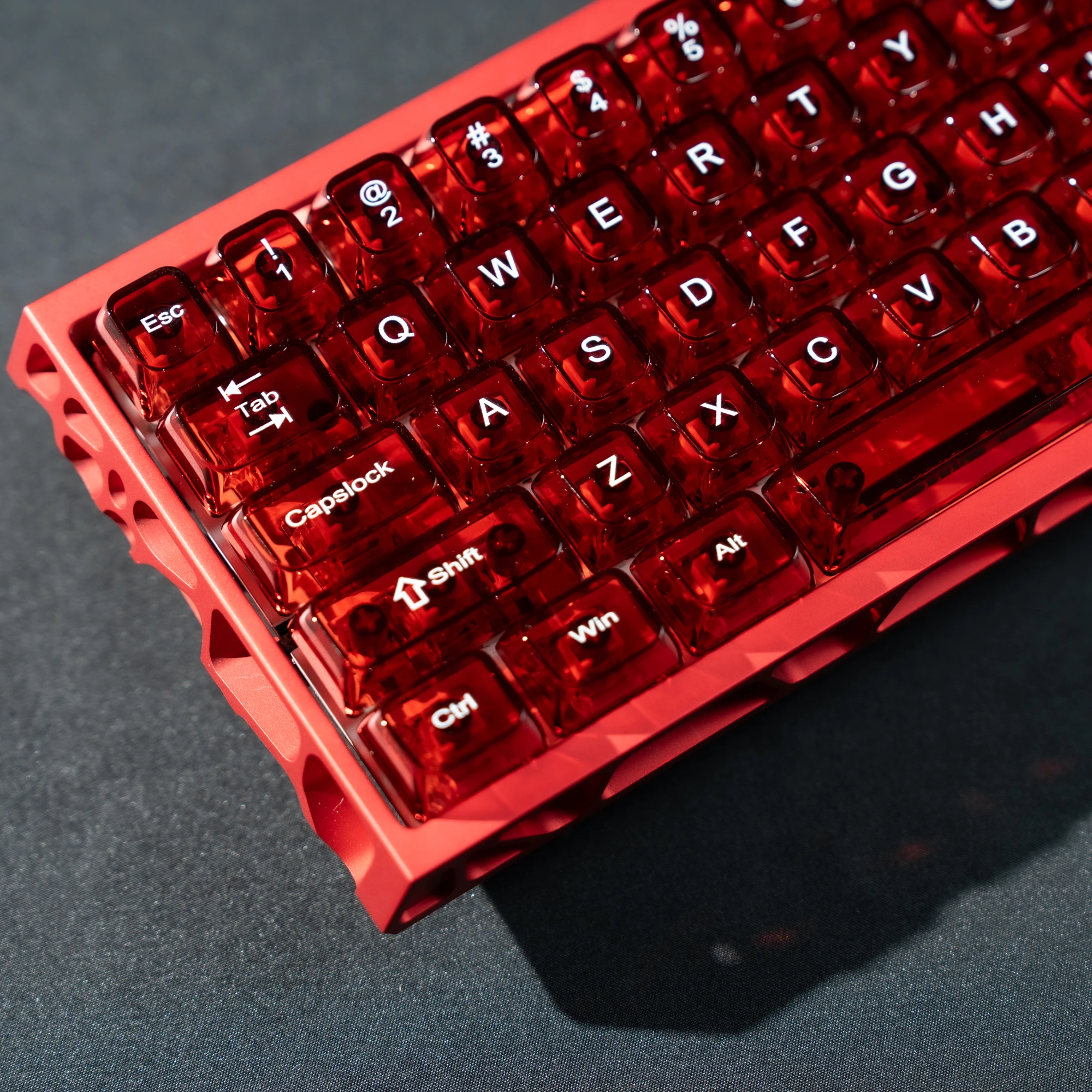 

115 Keys Red Transparent Clear Keycaps Crystal Ceramic PC Keycap RGB Shine Through Key cap MDA Profile for MX Switch Keyboard