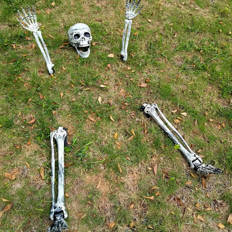 Halloween Decorations Realistic Skull Set 5Pcs Scary Yard Stakes for Spooky Scene Setup