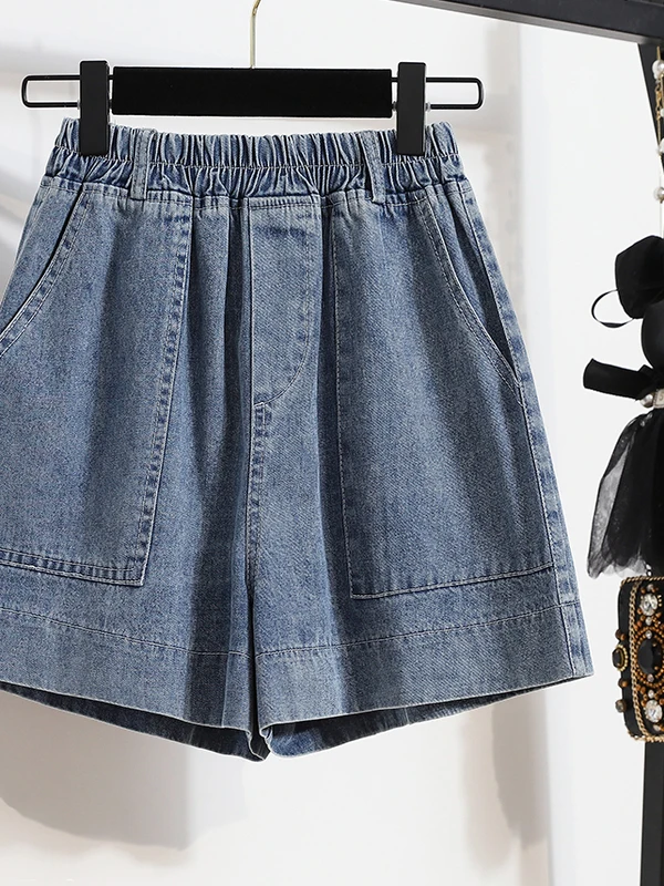 

High Waist A-Line Denim orts Women Loose Summer plus Size Straight Leg Slimming Versatile Wide Leg Trendy Hot Pants