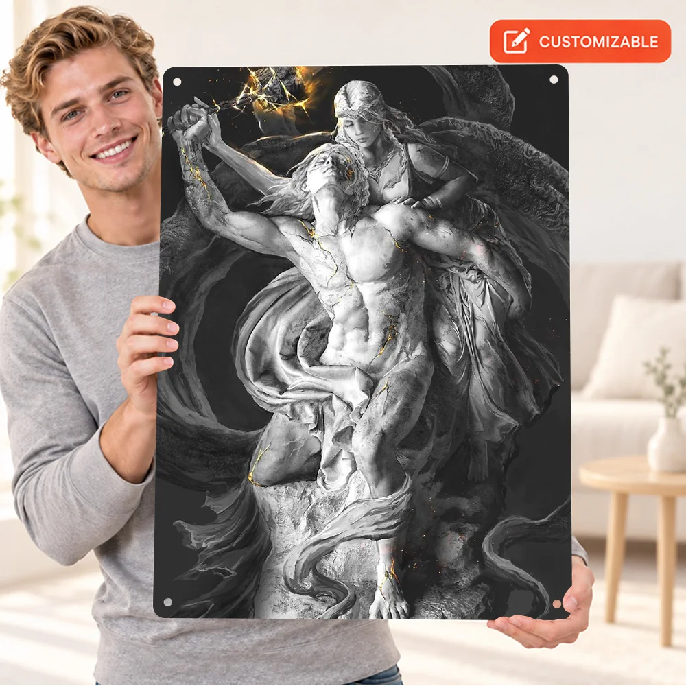 Shatter Printed Poster Personalized Aluminum Metal Sign Black And White Portrait Photography Wall Art In Library Book Lover Gift