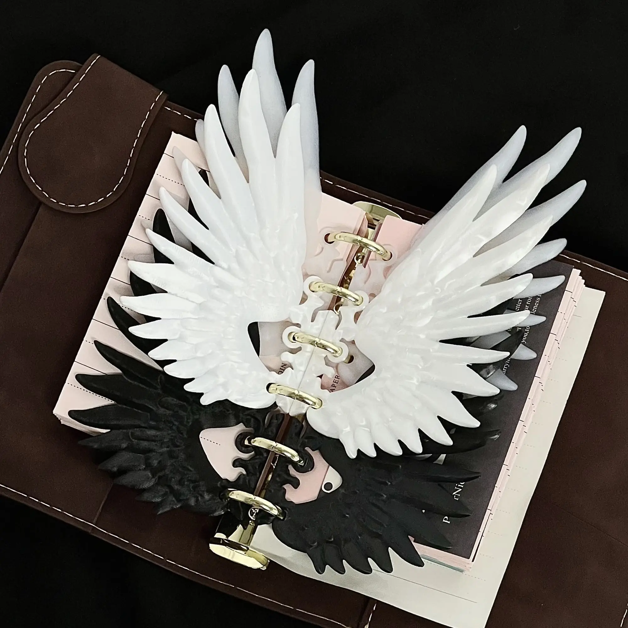 3D Printed Angel Wings Separated Loose Leaf Dividers Hand Books Classified Notebook Decorations Desktop Ornament Notebook Inner