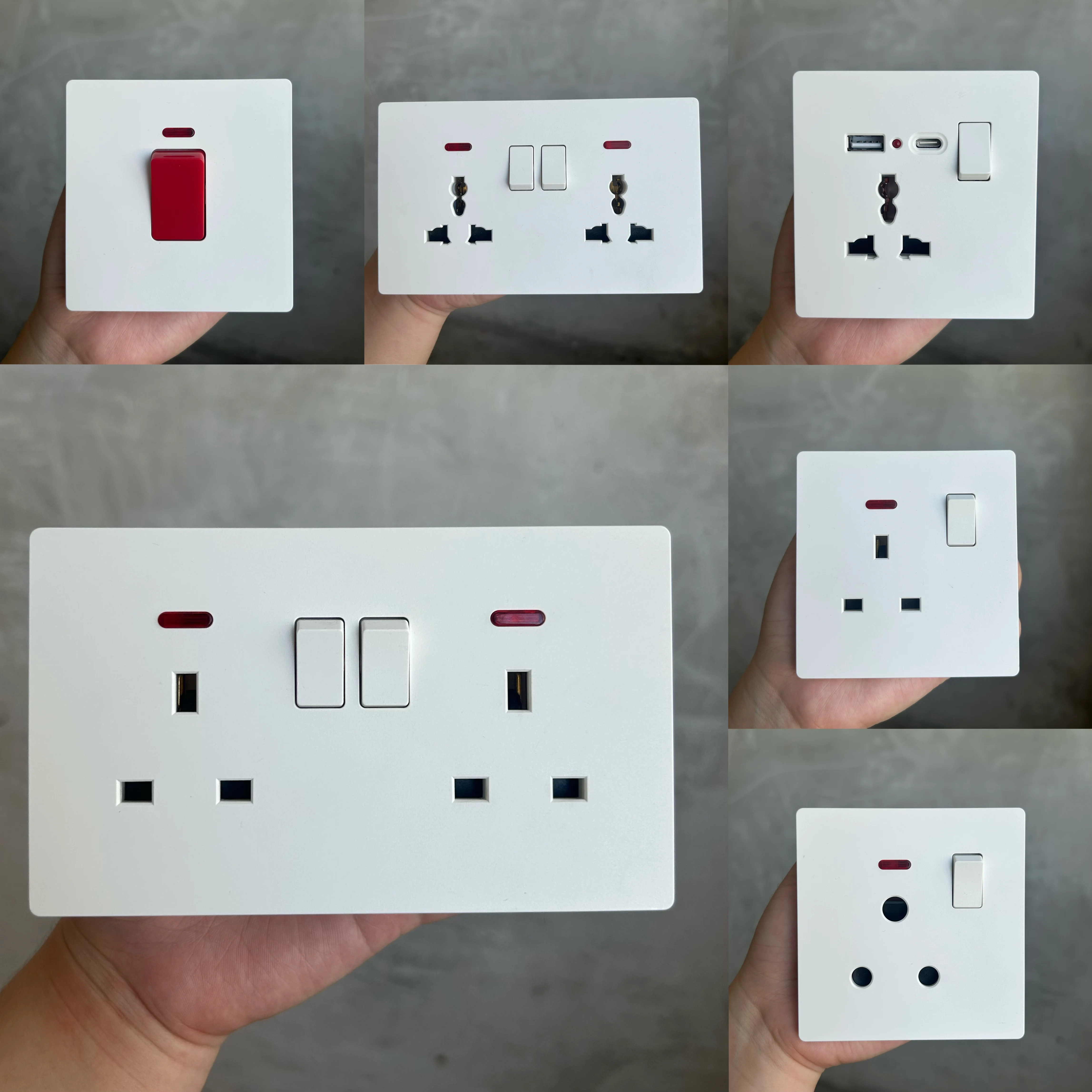 

Universal White USB Type-C Smart Fast Charging Socket Double 5-pin Power Sockets,UK Electrical Internationa Wall Light Switch