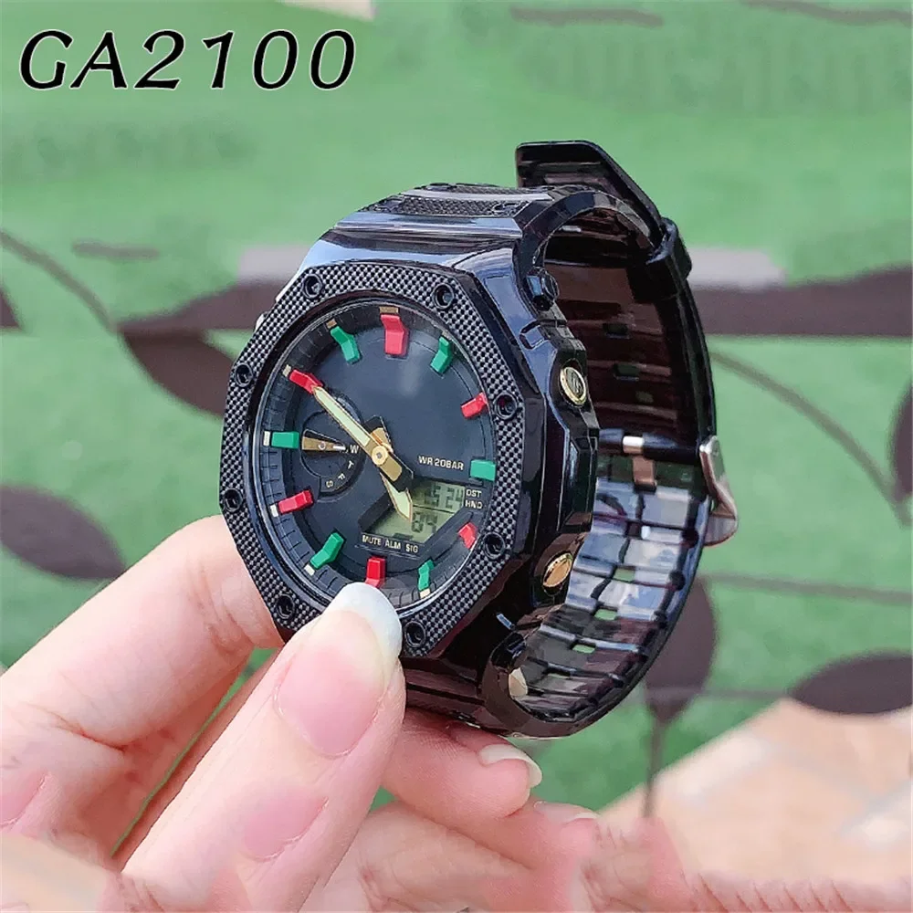 Strap With Case for Casio G-Shock GA-2100 Men Women Replacement TPU Resin Rubber Transparent Gradient Band Watch Accessories