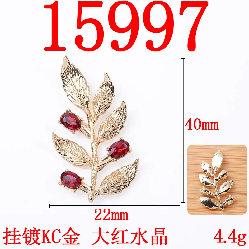 50PC 22*40MM Gold/silver color Alloy Material Crystal Leaf Branch Shape charm pendant for DIY handmade Jewelry Making Wholesale