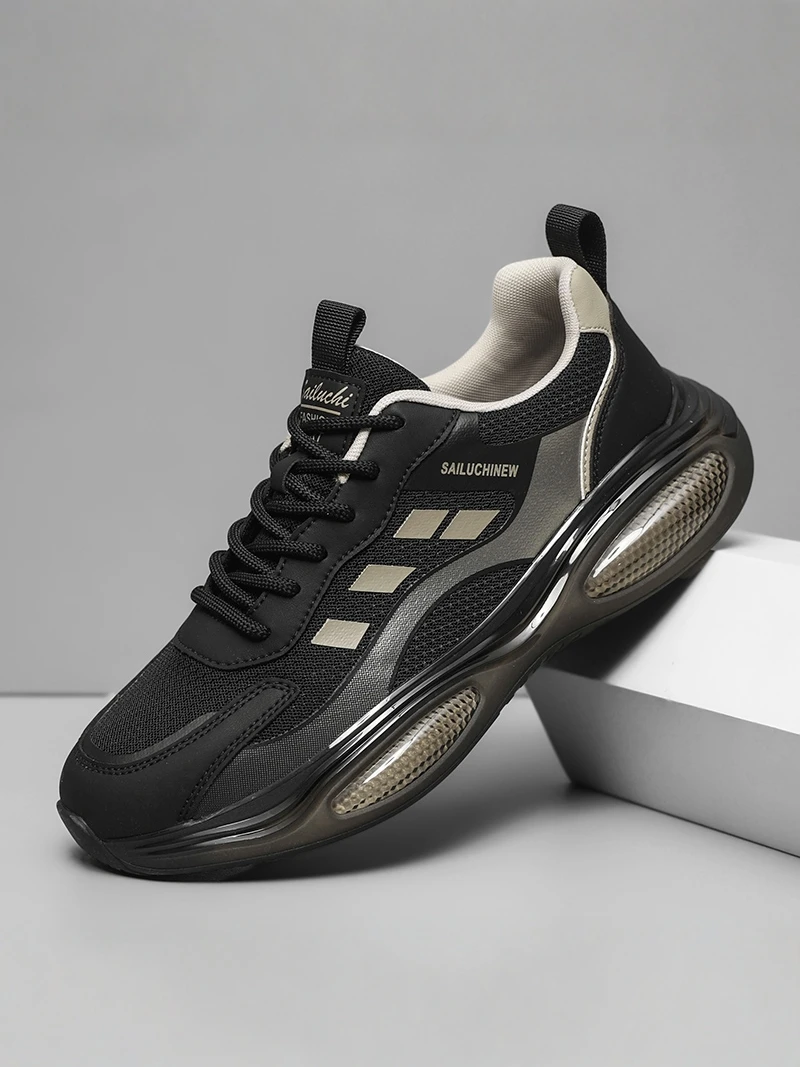 

Men's 2026 New Summer Casual Versatile Running Air Cushion Shock Absorption Wear-resistant Sports Shoes Black Heightening Dad...