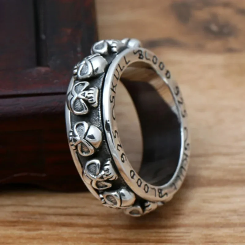 

Bestlybuy Real S925 Jewelry Retro Thai Silver Punk Personality Skull Fashionable Good Luck Man Ring Birthday Gifts