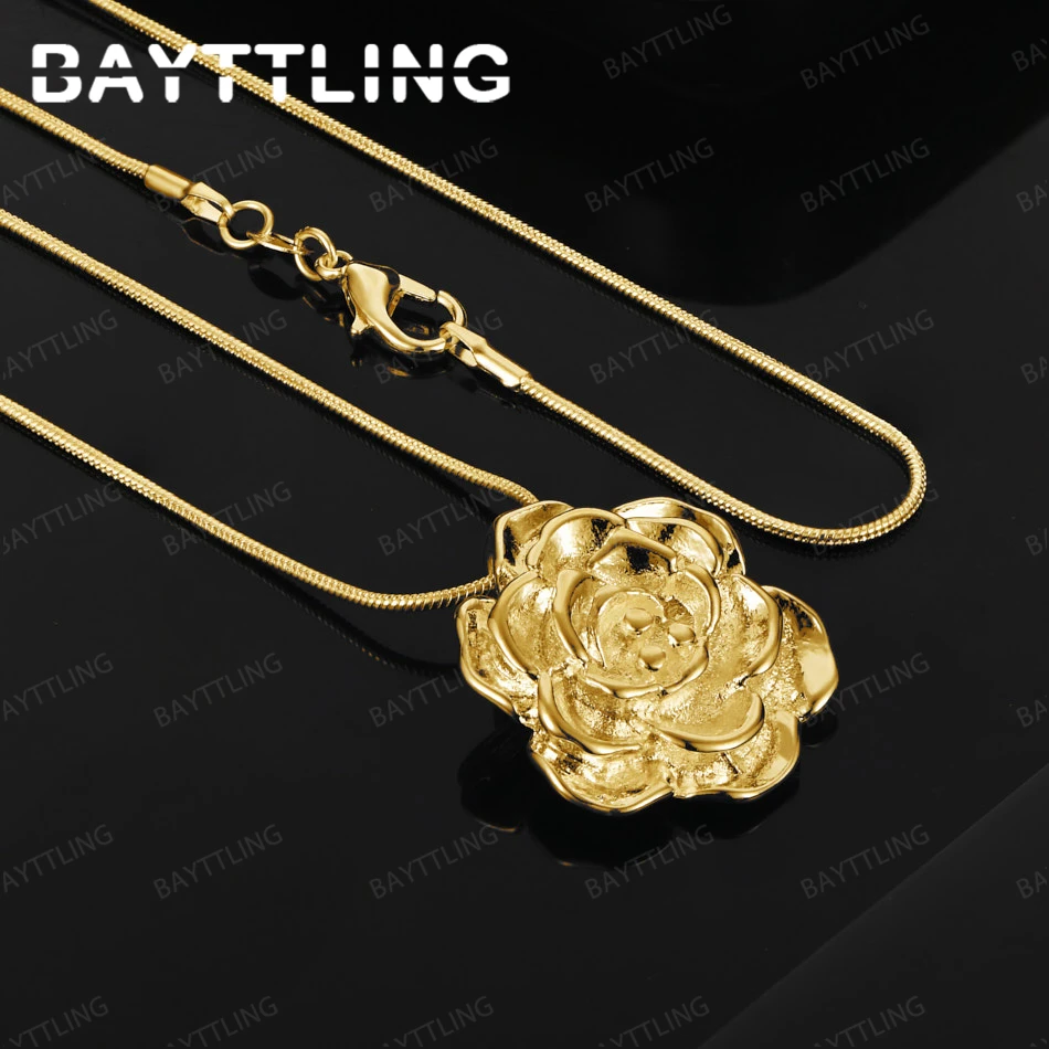 

925 Sterling Silver 18K Gold, 16-30 Inch Exquisite Flower Pendant Necklace Women's Gift Girlfriend Gift, Wedding Accessory