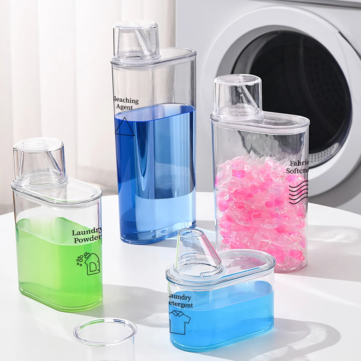 Refillable Laundry Detergent Container Large Capacity Dispenser Bottle for Laundry Beads Powder Scent Booster Laundry Room Organ