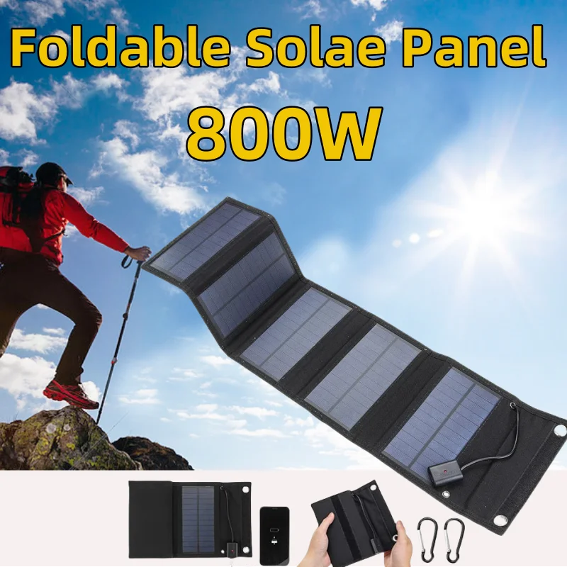 

800W Foldable Solar Panel Phone Charger 5V USB Power Wholesale Outdoor Power Generator Supply for Cell Phone Camping Emergency